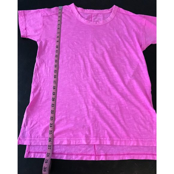 Anthropologie Pilcro Jordyn Cotton Slub Oversized Neon Pink Tee - Extra Small - Picture 7 of 9
